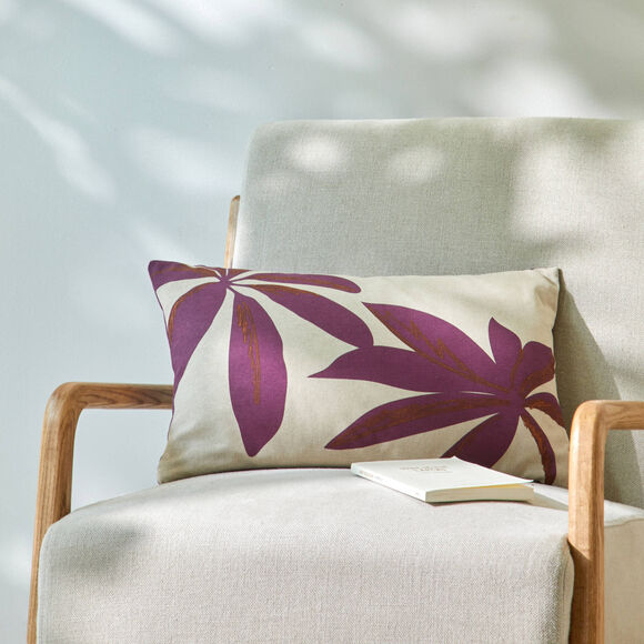 Coussin rectangulaire imprimé feuillage (naturel / figue) Coussin rectangulaire imprimé feuillage (naturel / figue)